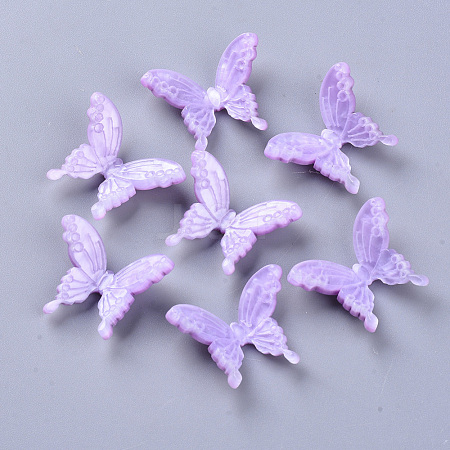  Jewelry Beads Findings Cellulose Acetate(Resin) Cabochons, Butterfly, Lilac, 17~18x21~22x7~8mm