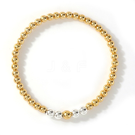 Brass Round Beads Stretch Bracelets for Women HH7054-7-1