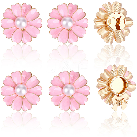 6Pcs Flower Alloy Plastic Cufflinks FIND-CY0001-64-1