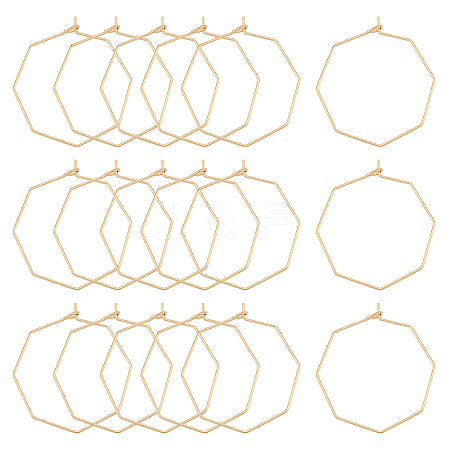 40Pcs Ion Plating(IP) 316 Stainless Steel Hoop Earrings Findings STAS-DC0003-91-1