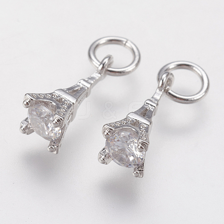 Brass Micro Pave Cubic Zirconia Charms ZIRC-G133-04P-1