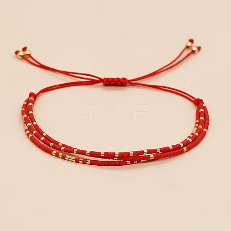 Bohemian Glass Seed Bead Double Layers Bracelets TJ8645-4-1