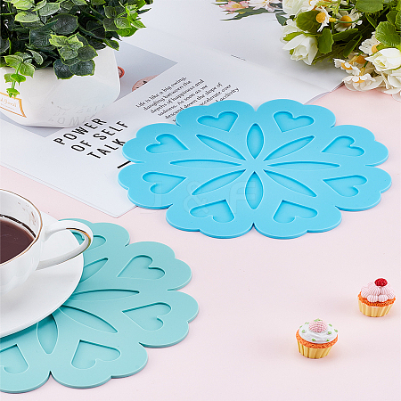 2Pcs 2 Colors Silicone Placemats AJEW-LP0001-46B-1