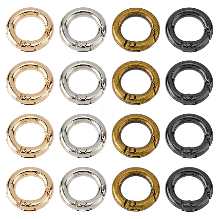 24Pcs 4 Colors Alloy Spring Gate Rings FIND-HS0001-26B-1