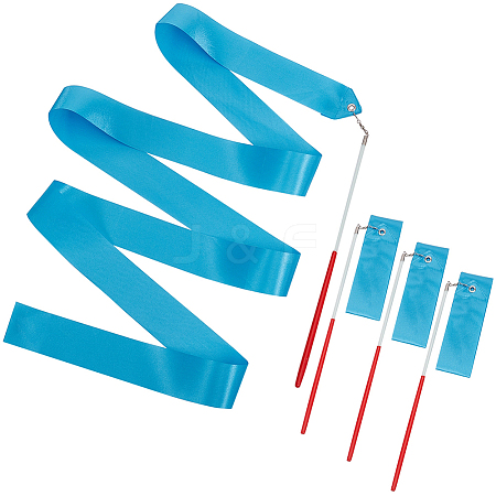 4Pcs Polycotton Dance Ribbons with Wand AJEW-CN0004-18-1
