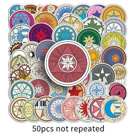 50Pcs Magic Circle PVC Adhesive Waterproof Stickers PW-WG0BD96-01-1