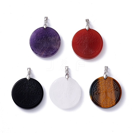 Natural Gemstone Pendants G-P459-02-1