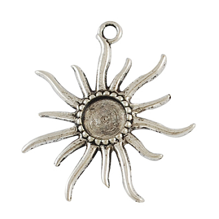Tibetan Alloy Flower Pendant Cabochon Bezel Settings LS-PALLOY-A13079-AS-NR-1