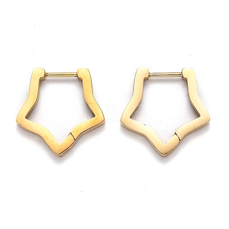 304 Stainless Steel Star Huggie Hoop Earrings STAS-J033-06G-1