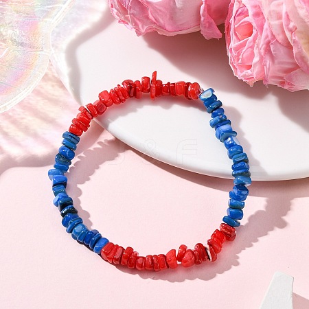 Dyed Natural Freshwater Shell Beads Stretch Bracelets for Men Women BJEW-JB12477-01-1