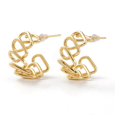 Brass Half Hoop Earrings EJEW-A056-19G-1