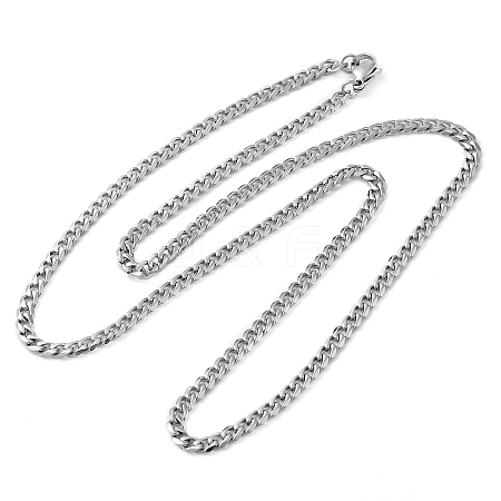 Non-Tarnish 304 Stainless Steel Cuban Link Chain Necklace for Men Women NJEW-C013-02P-1