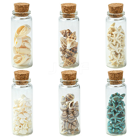 6Pcs 3 Sets 3 Styles Transparent Glass Wishing Bottle Decoration AJEW-CN0004-05-1