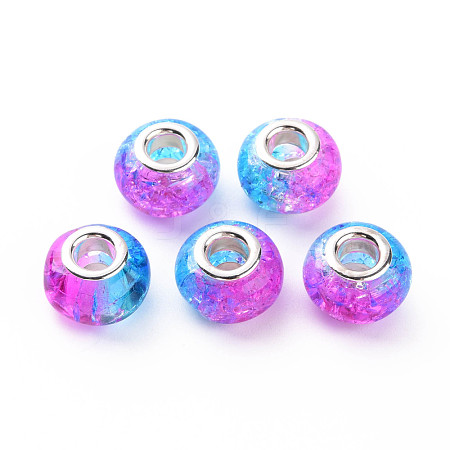 Crackle Two Tone Resin European Beads X-RPDL-T003-06G-1