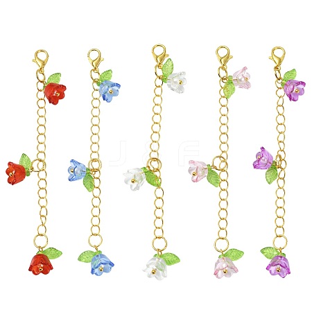 10Pcs 5 Colors Flower Acrylic Pendant Decorations HJEW-FS00087-1