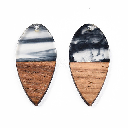 Transparent Resin & Walnut Wood Pendants RESI-N025-031-C01-1