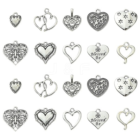 60Pcs 10 Styles Tibetan Style Alloy Pendants FIND-FS0002-20-1