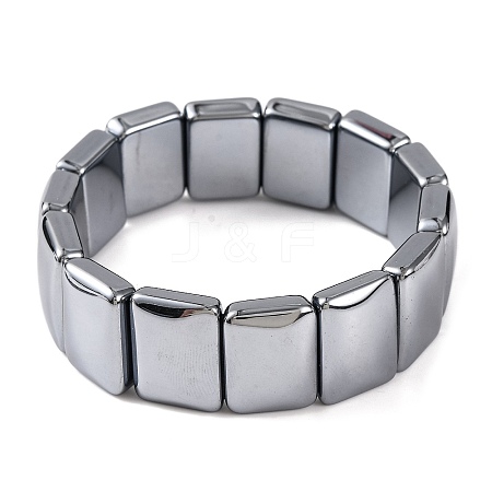 Rectangle Terahertz Stone Beaded Stretch Bracelets for Women Men BJEW-H590-05B-1