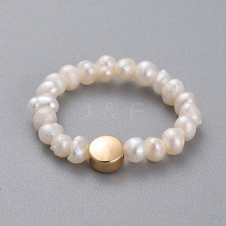 Stretch Natural Cultured Freshwater Pearl Finger Rings RJEW-JR00296-03-1
