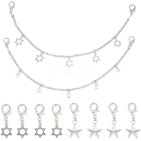 10Pcs 4 Styles Alloy Rhinestone Chain Boot Strap Chains AJEW-CP0006-49-1