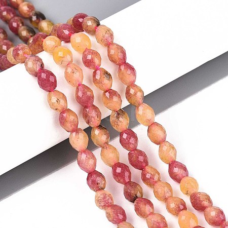 Natural Dyed White Jade Beads Strands G-T142-89F-1