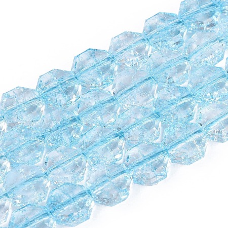 Transparent Crackle Glass Beads Strands GLAA-Q108-03A-09-1