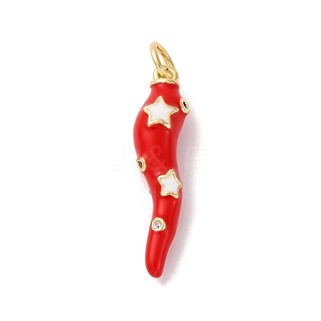 Brass Micro Pave Cubic Zirconia & Enamel Pendants KK-Q098-35G-A-1