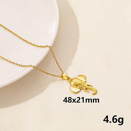 Stainless Steel Insect Elephant Pendant Necklace Unisex Jewelry TG2584-2-1