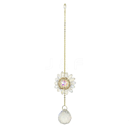 Glass Flower Hanging Suncatchers HJEW-P018-F06-1