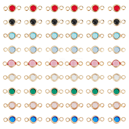 HOBBIESAY 54Pcs 9 Colors Brass Rhinestone Connector Charms RB-HY0003-47-1