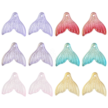 24Pcs 6 Colors Transparent Spray Painted Glass Pendants GLAA-FS0001-90-1