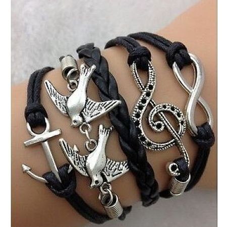 Suede & Imitation Leather Cord Knitted Multi-strand Bracelets WGD6FE3-13-1