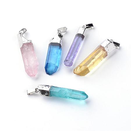 Natural Quartz Pointed Pendants G-Q481-68-1