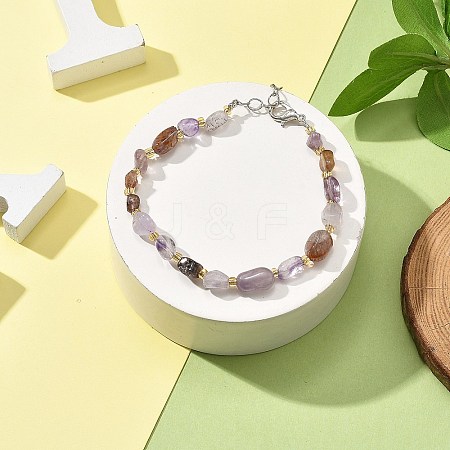 Natural Auralite Beads Bracelets for Women BJEW-H623-02S-13-1