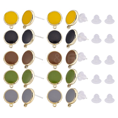 20pcs Alloy Enamel Stud Earring Findings FIND-FH0004-30-1