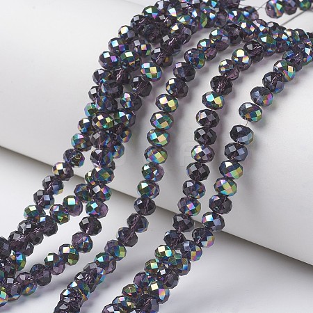 Electroplate Transparent Glass Beads Strands EGLA-A034-T1mm-Q09-1