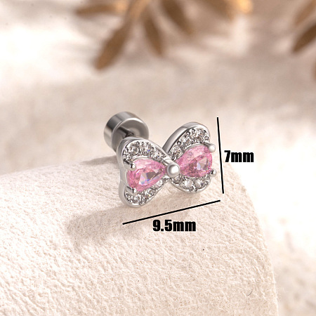 304 Stainless Steel Cubic Zirconia Stud Earrings FS-WGE3C70-02-1