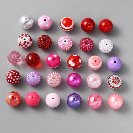 Mixed Style Acrylic and Resin Beads MACR-WH0007-76-1