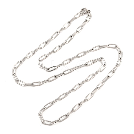 304 Stainless Steel Paperclip Chain Necklace for Women NJEW-C011-03P-02-1