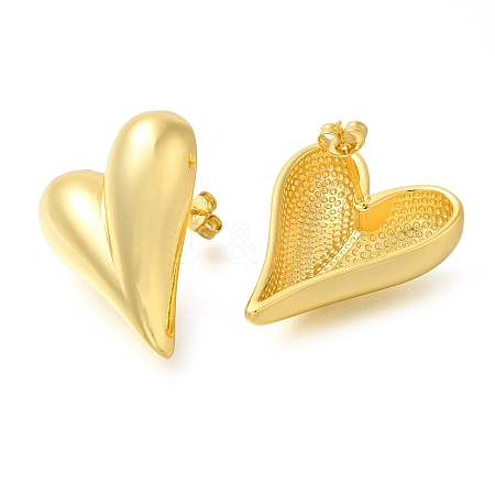 Rack Plating Heart Brass Stud Earrings EJEW-I310-13G-1