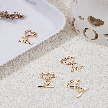 4Bags Brass Micro Pave Clear Cubic Zirconia Toggle Clasps KK-LP0004-48-1