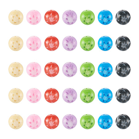 70Pcs 7 Colors Flower Opaque Resin Beads RESI-TA0001-55-1
