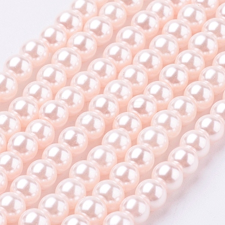 Eco-Friendly Dyed Glass Pearl Round Beads Strands HY-A002-4mm-RB091-1