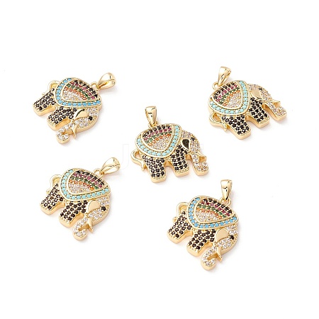 Brass Micro Pave Colorful Cubic Zirconia Pendants X-ZIRC-Z019-14G-NR-1