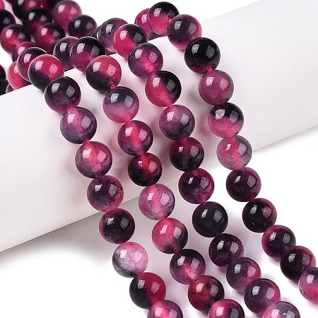 Dyed Natural White Jade Beads Strands G-T138-8mm-210-15-1