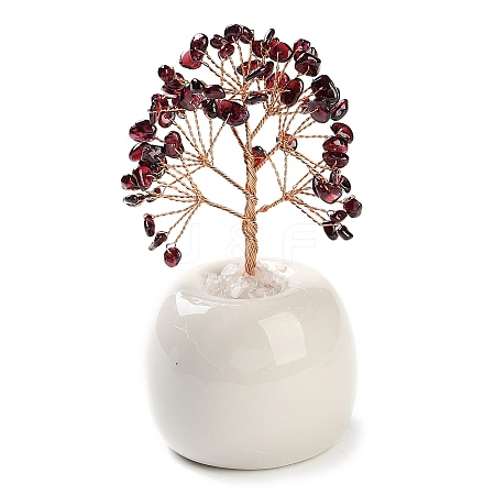 Natural Garnet Chips Tree of Life Decorations DJEW-C016-02D-1