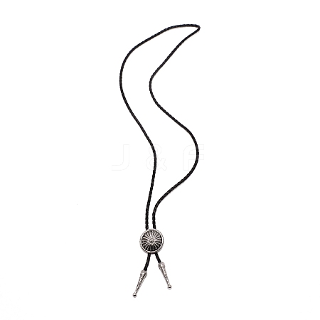 Engraved Flat Round Laria Necklace for Men Women NJEW-WH0011-15AS-1