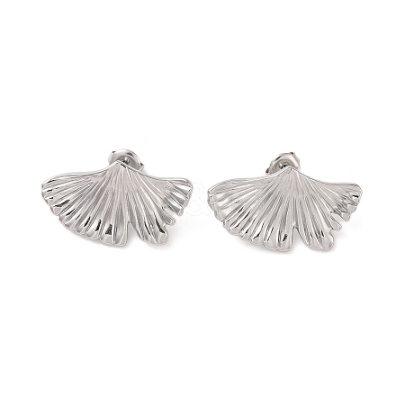 Non-Tarnish Leaf 304 Stainless Steel Stud Earrings for Women EJEW-L272-034P-05-1