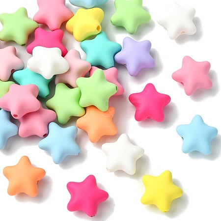 Rubberized Style Opaque Acrylic Beads OACR-CJC0005-04-1