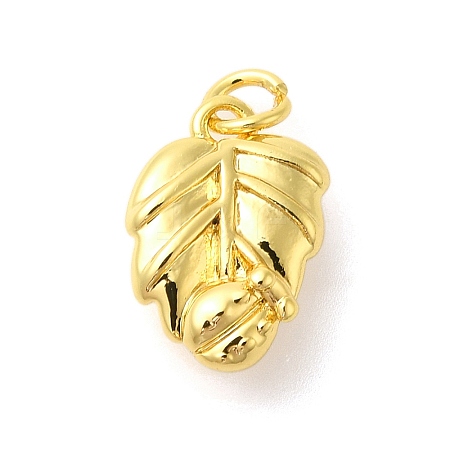 Leaf Rack Plating Brass Pendants Charms KK-S396-73G-1